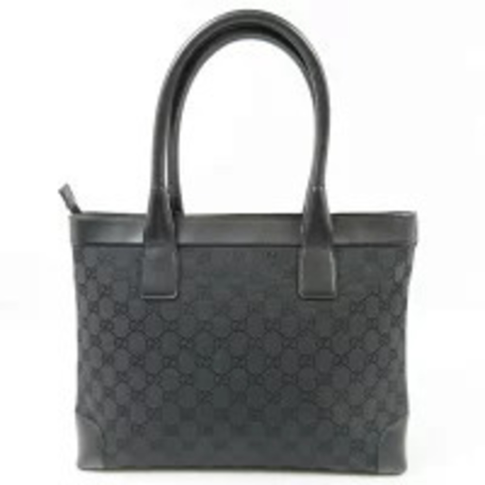 Gucci black tote GG leather canvas handbag bag